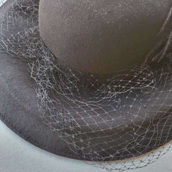Black Wool Felt Wide Brim Hat main image 4